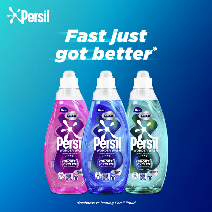 Persil Wonder Wash Odour Defy Bio Liquid Laundry Washing Detergent 55 Washes 1485ml