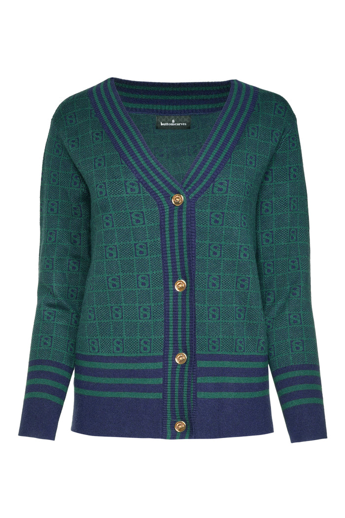 Plaid Crop Cardigan - Garden