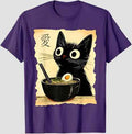 Purple Unisex Loose Printed Round-Neck Short-Sleeve T-Shirt