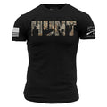 A black short-sleeve t-shirt with the text 'CAN'T FIX STUPID' printed in white across the chest. The left sleeve features a distressed white American flag graphic, and the right sleeve has a white graphic with crossed rifles and the text 'GRUNGER USA THIS WEEK'.