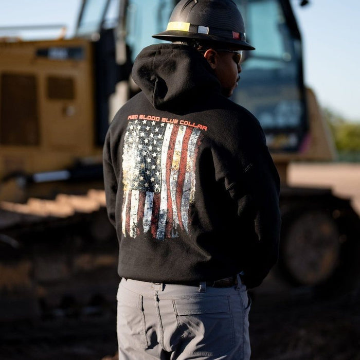 Grunt Style Red Blood Blue Collar® Hoodie - Black