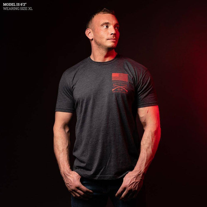 Red Blood Blue Collar American Flag  Shirt
