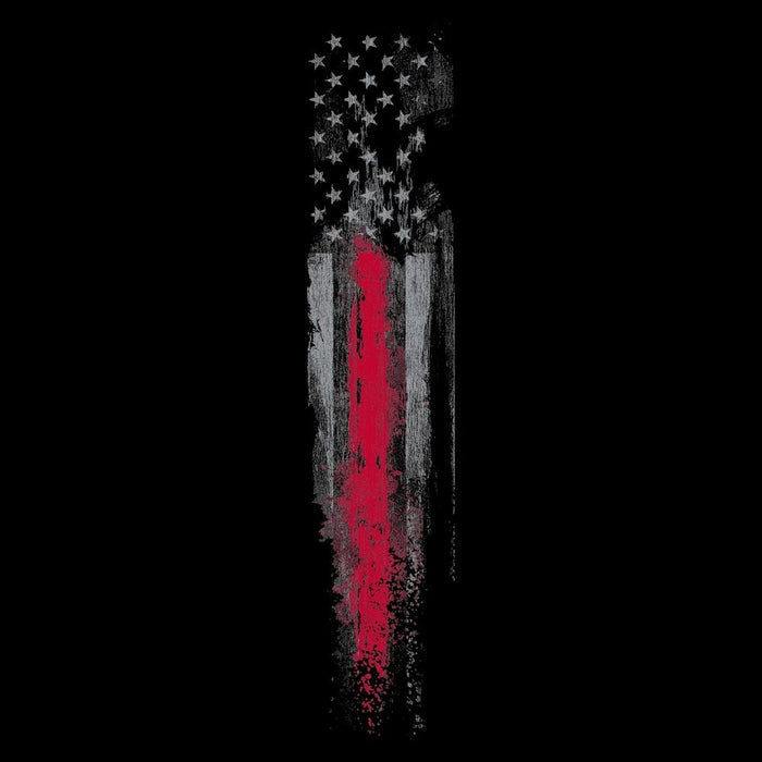 American flag design with a red stripe on a black background