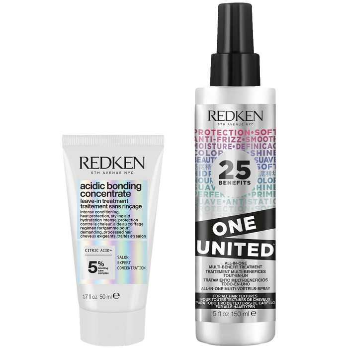 Redken One United Multi-Benefit Treatment 150ml & Acidic Bonding Concentrate Leave-In Treatment 50ml Twin