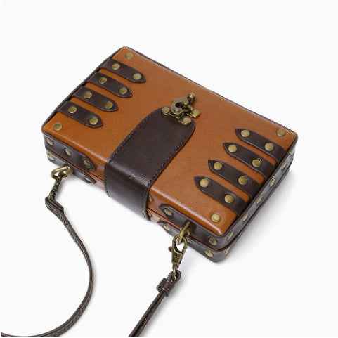 Retro Punk Mini Trunk Rivet Latch Crossbody Bag