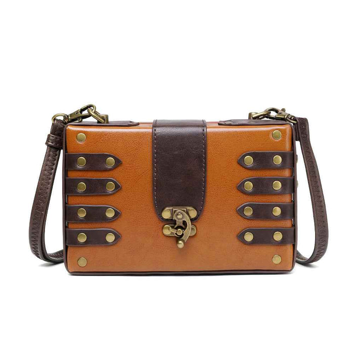 Retro Punk Mini Trunk Rivet Latch Crossbody Bag