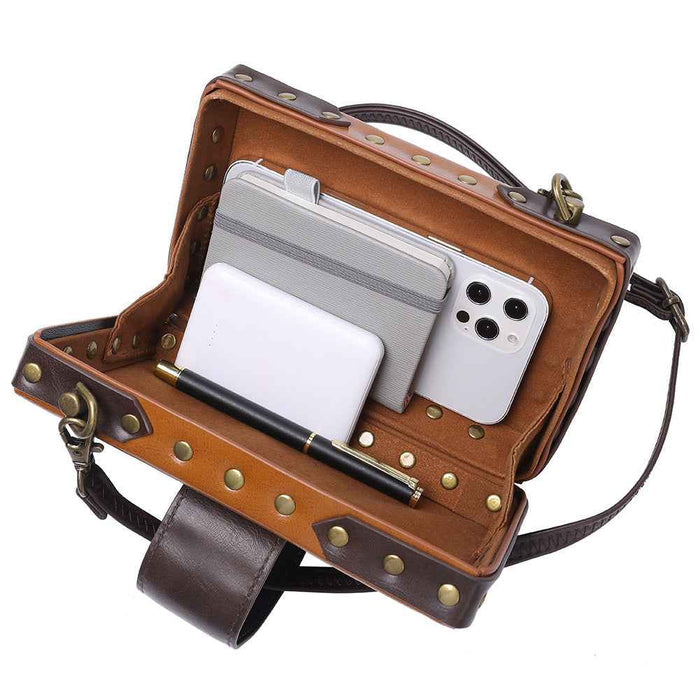 Retro Punk Mini Trunk Rivet Latch Crossbody Bag