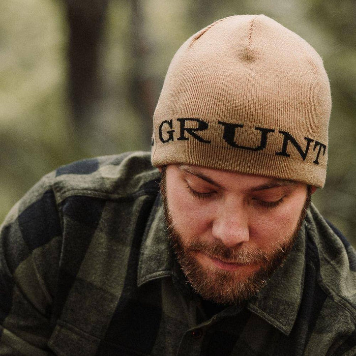 Reversible Skull Beanie - Black and Tan | Grunt Style