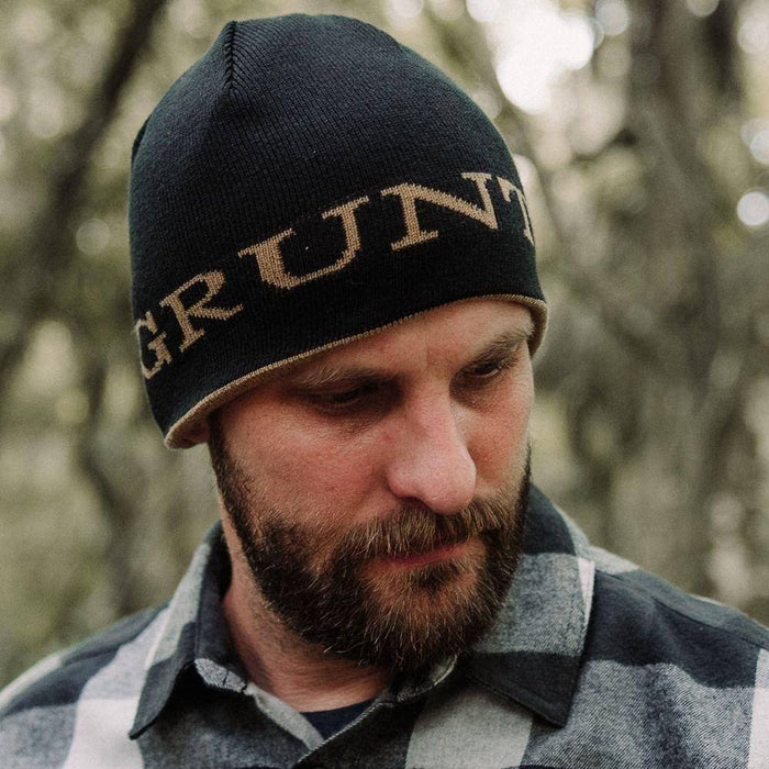 Reversible Skull Cap Beanie - Black and Tan | Grunt Style