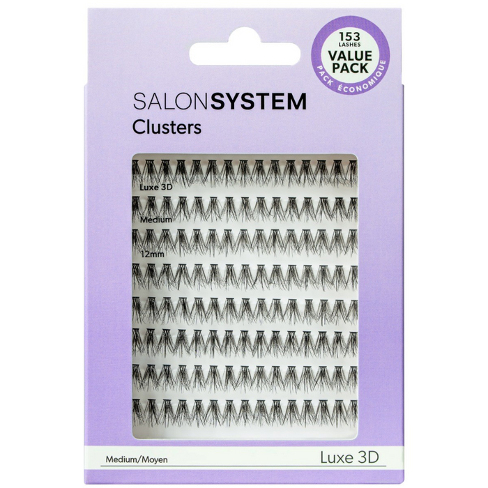 Salon System Individual 3D Luxe Lashes Black Medium Value Pack