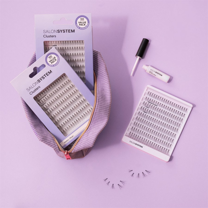 Salon System Individual Cluster Lashes Value Pack Hybrid Long Black