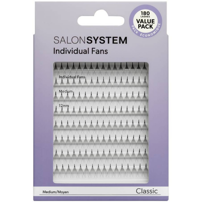 Salon System Individual Fans Lashes Value Pack Classic Medium Black