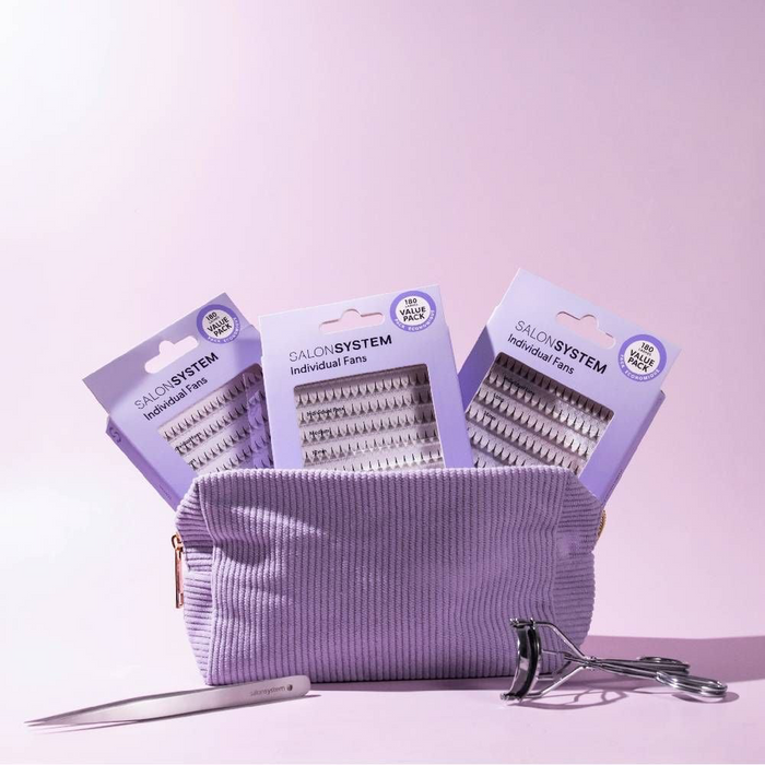 Salon System Individual Fans Lashes Value Pack Classic Medium Black