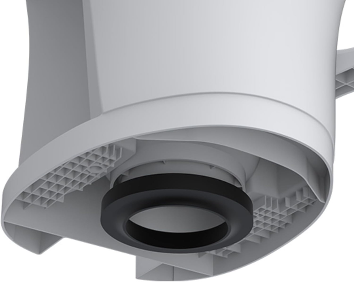 White RV Toilet Base with Black Seal Gasket - Installation View | United RV Parts