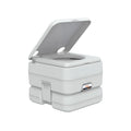 Light Grey Plastic Portable RV Toilet SFPT-10-01 Open Lid - 3/4 Angle | United RV Parts