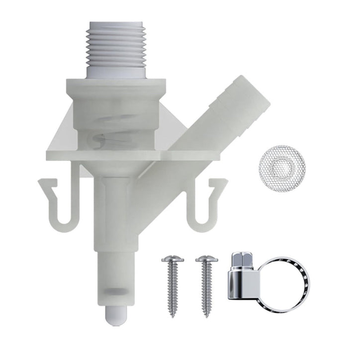 White Plastic Seaflo SFRTK-003 Toilet Water Valve Kit Components - Top View | United RV Parts