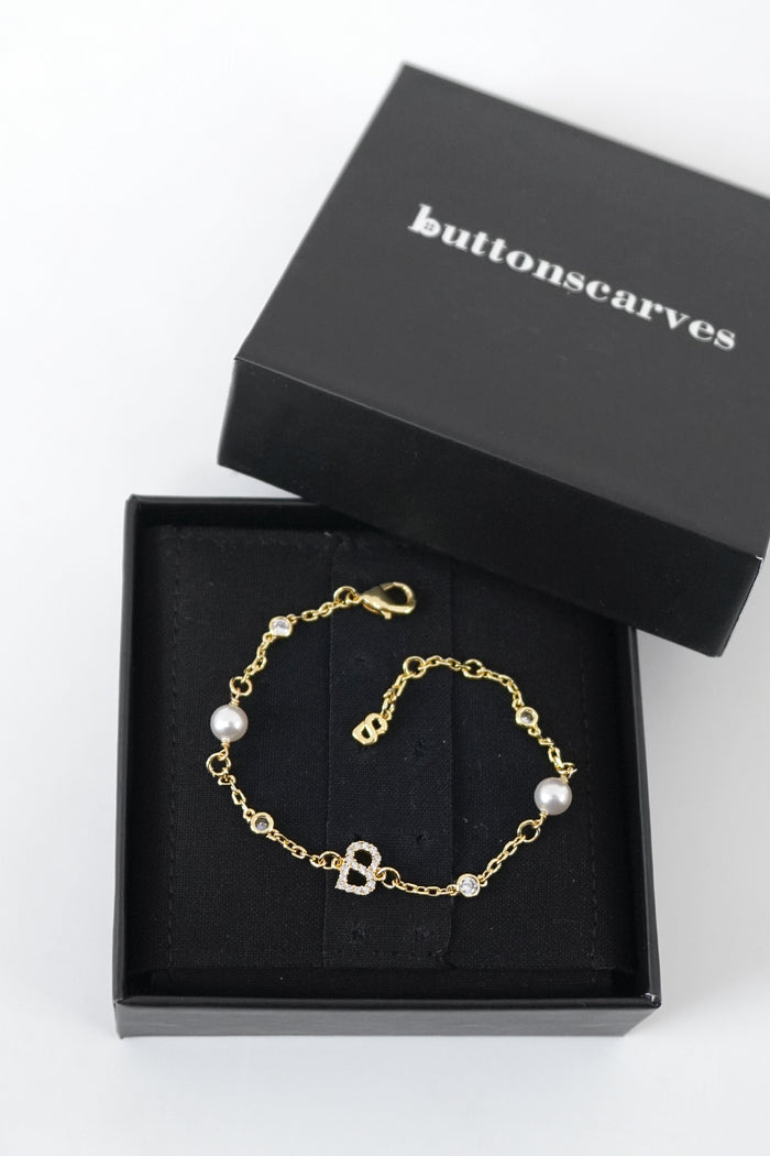 Signature Bracelet with Pearl - Gold