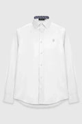 signature men poplin shirt long sleeve in white by buttonscarves