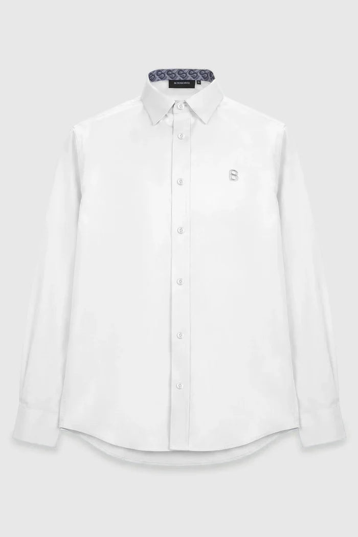 signature men poplin shirt long sleeve in white by buttonscarves