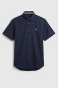 signature men poplin shirt short sleeve in navy by buttonscarves