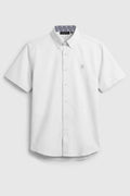 signature men poplin shirt short sleeve in white by buttonscarves