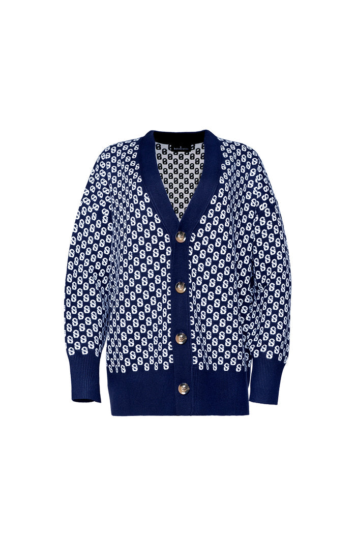 Signature Monogram Cardigan - Blue Depth