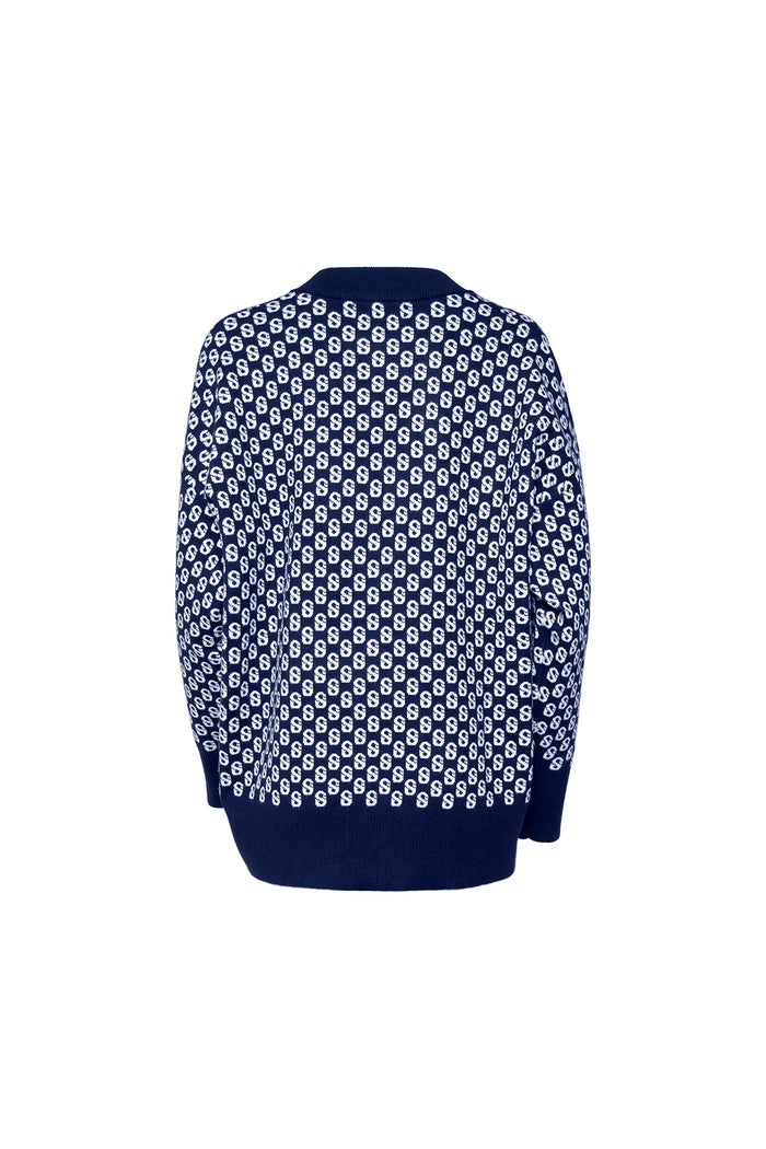 Signature Monogram Cardigan - Blue Depth