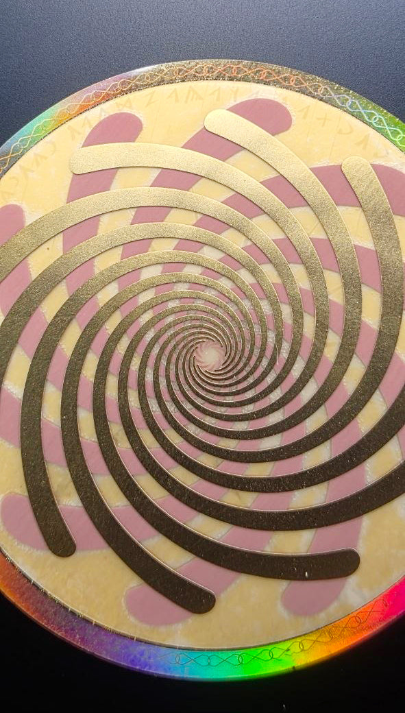SPIRAL FRACTAL ANTENNA, EMF HARMONIZATION, (Sticker 40mm) Copper gold-plated, packet of 2 units.