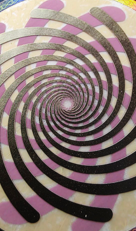 SPIRAL FRACTAL ANTENNA, EMF HARMONIZATION, (Sticker 40mm) Copper gold-plated, packet of 2 units.