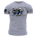 Grunt Style Still Standing Blue Line T-Shirt - Dark Heather Gray T-Shirt