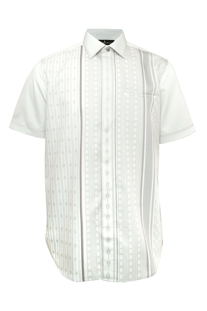 Stripe Men Shirt - Short Sleeve - Beige