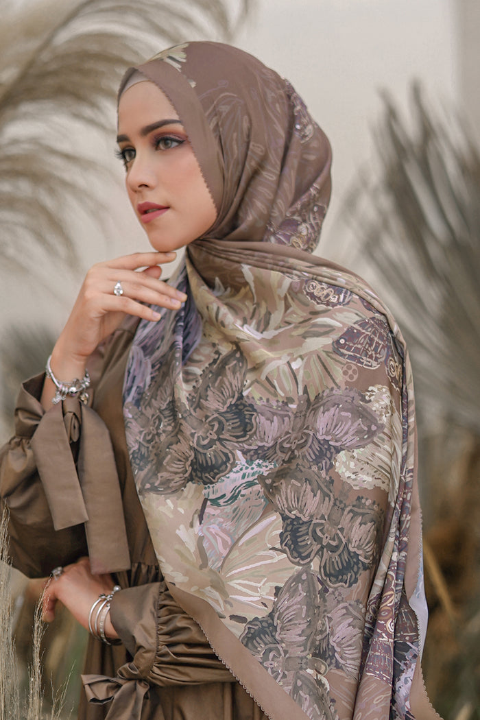 The Farsha Satin Shawl - Rustic Brown