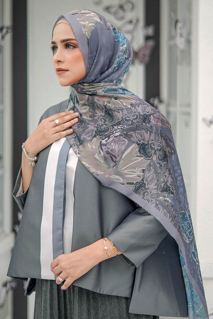 The Farsha Satin Shawl - Stone