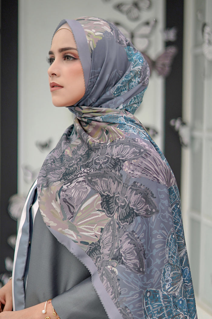 The Farsha Satin Shawl - Stone