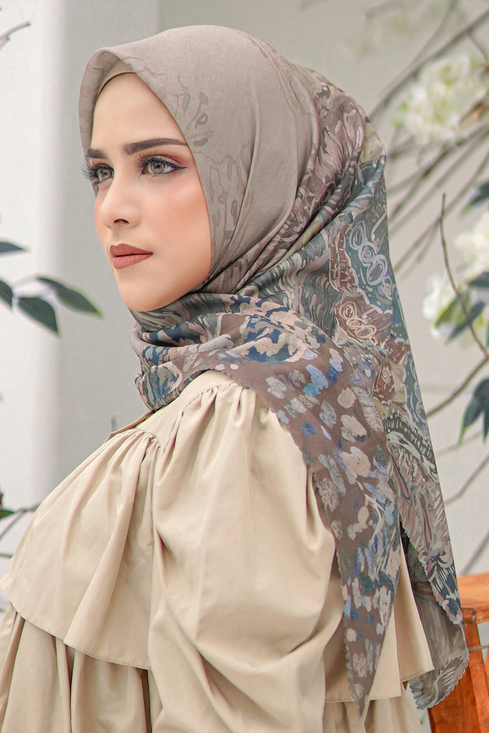 The Farsha Voal Square - Khaki