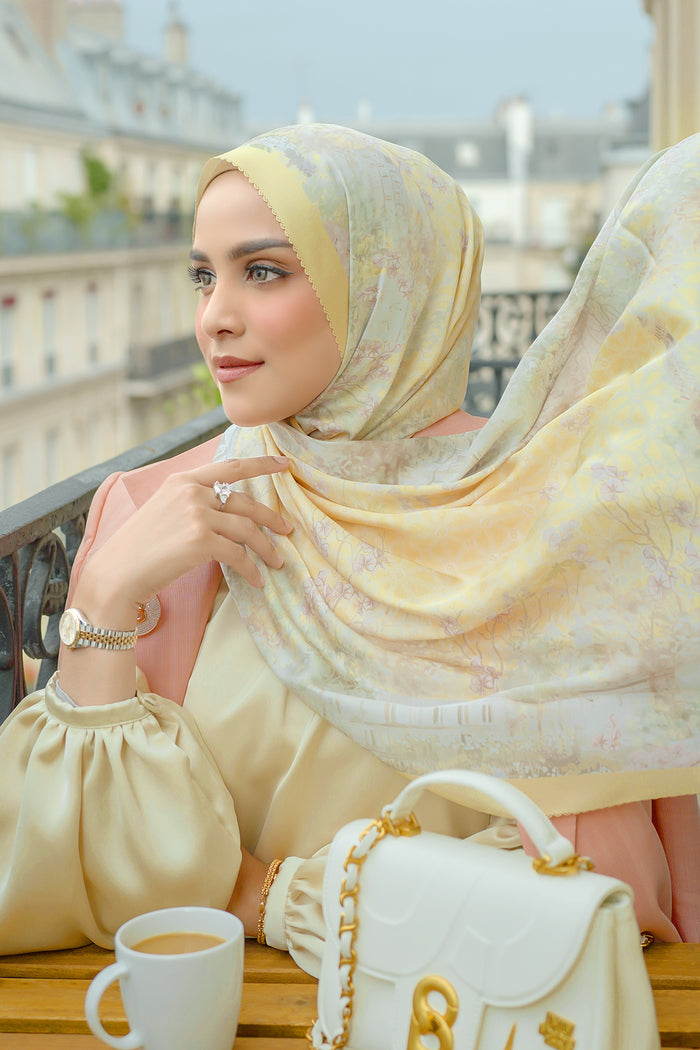 The Parisian Satin Shawl - Citron