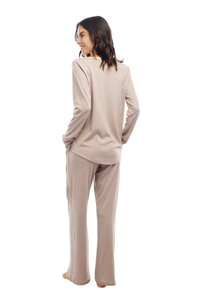 The Petite Long-Sleeve V-Neck Set in Etherea