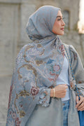 The Royale Satin Shawl - Blue Jean