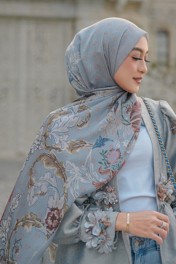 The Royale Satin Shawl - Blue Jean