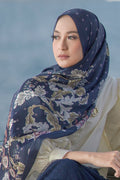 The Royale Satin Shawl - Navy
