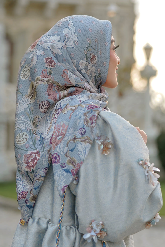 The Royale Satin Square - Blue Jean