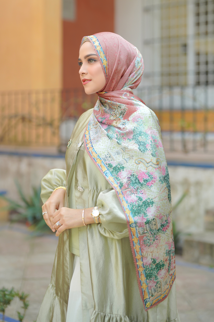 The Sevilla Satin Shawl - Terracotta