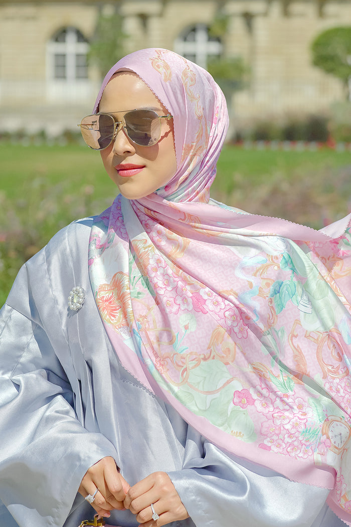 The Wonderland Satin Shawl - Pink Nectar