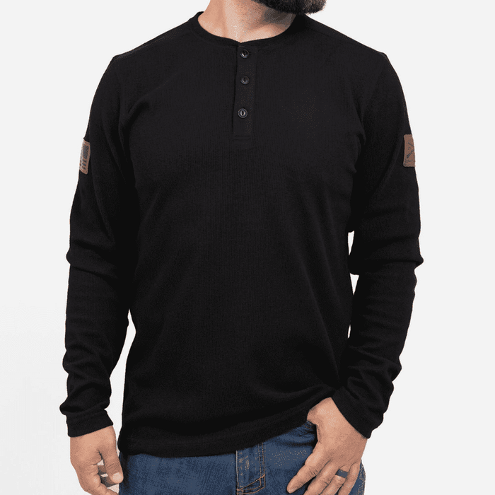 Grunt Style Thermal Henley - Black