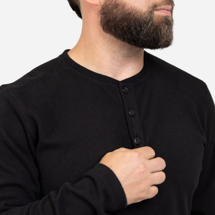 Grunt Style Thermal Henley - Black