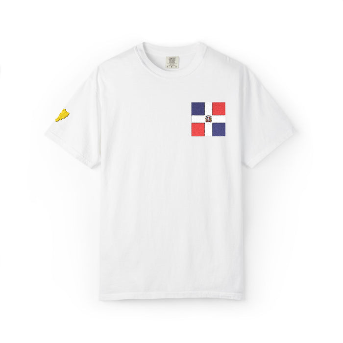 Unisex T-shirt  bordada mapa y bandera República Dominicana