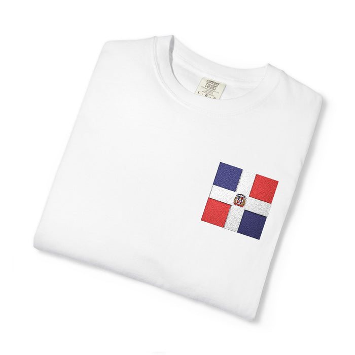 Unisex T-shirt  bordada mapa y bandera República Dominicana