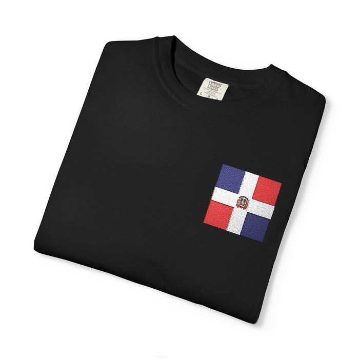 Unisex T-shirt  bordada mapa y bandera República Dominicana