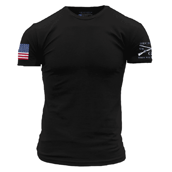 USA Flag Basic T-Shirt - Black