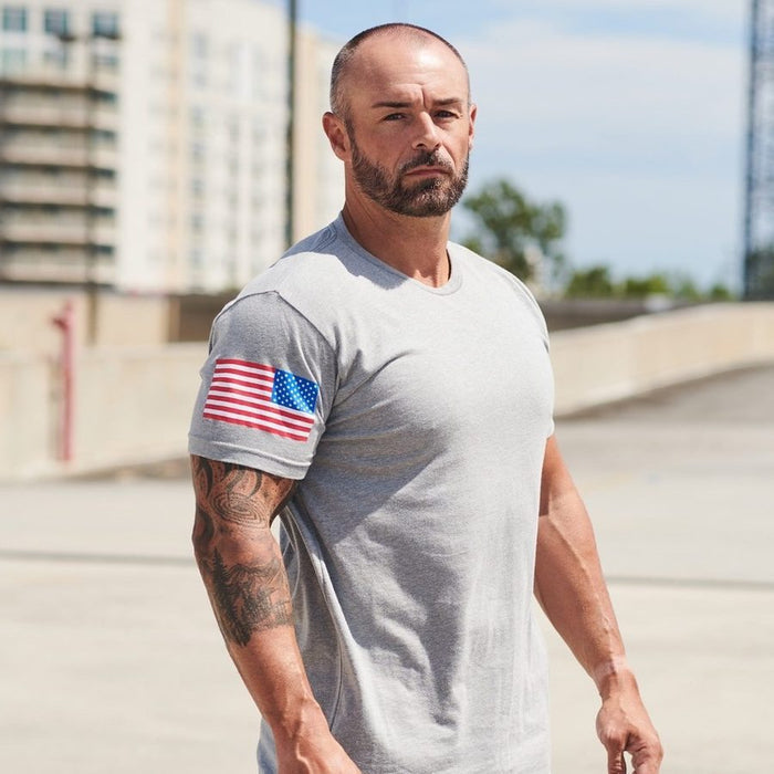 Grunt Style USA Flag Basic T-Shirt - Dark Heather Gray T-Shirt